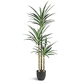 Waoops Artificial Tree 5.3Ft Faux Agave Plant with 3 Heads in Plastic Pot Fake Tree for Home Decor Indoor or Outdoor Office Decoration Housewarming Gift