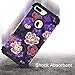 Hocase iPhone 8 Plus Case, iPhone 7 Plus Case, Heavy Duty Shockproof Protection Hard Plastic+Silicone Rubber Hybrid Protective Case for iPhone 7 Plus/iPhone 8 Plus - Voilet Flowers/Black