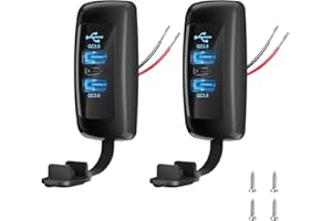 GIBBAB 3 Ports 12V RV USB Outlet 56W, 2PCS Type-C PD3.0 Quick Charge & Dual QC3.0 Panel Wall Surface Mount, Automotive Car Multi-Port USB Socket Charger Adapter for RV Marine Boat Bus Camper ATV Truck