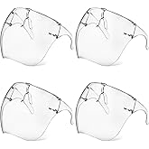 Earthroma 4 Pack Face Shield with Glasses, Face Mask Shield Anti-Fog Clear Ultra Clear Reusable Protective Plastic Face Shield Mask Droplet Splash Guard for Women Men Kids