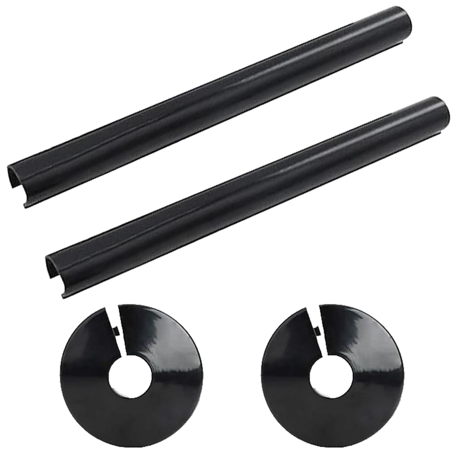 2 Pack Radiator Pipe Covers & Collars, Plastic Pipe Covers Sleeves Black Radiator Pipe Covers 15mm x 200mm Radiator Pipe Collars for Finishing and Protecting Pipe Holes