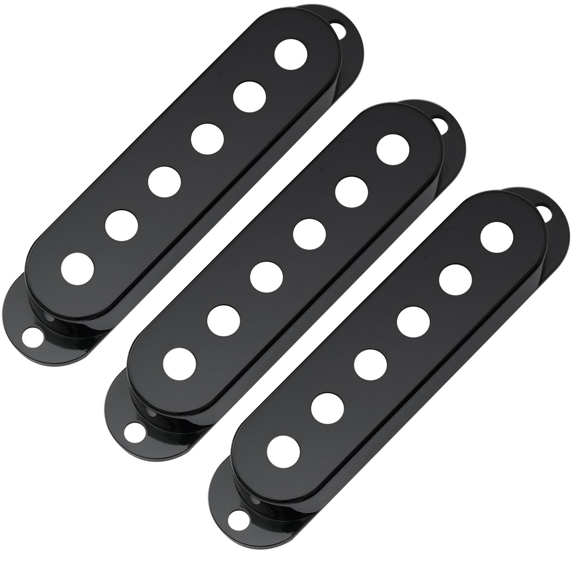 Musiclily Pro 52.5mm Plastic Single Coil Pickup Covers Set for USA/Mexican Strat ST Style Electric Guitar, Black (Set of 3)
