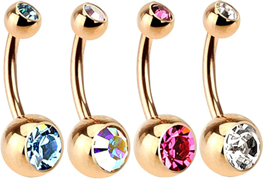 Ventre De Nabelpiercing Rose Noire 1,6 Mm 10 Mm Piercing De