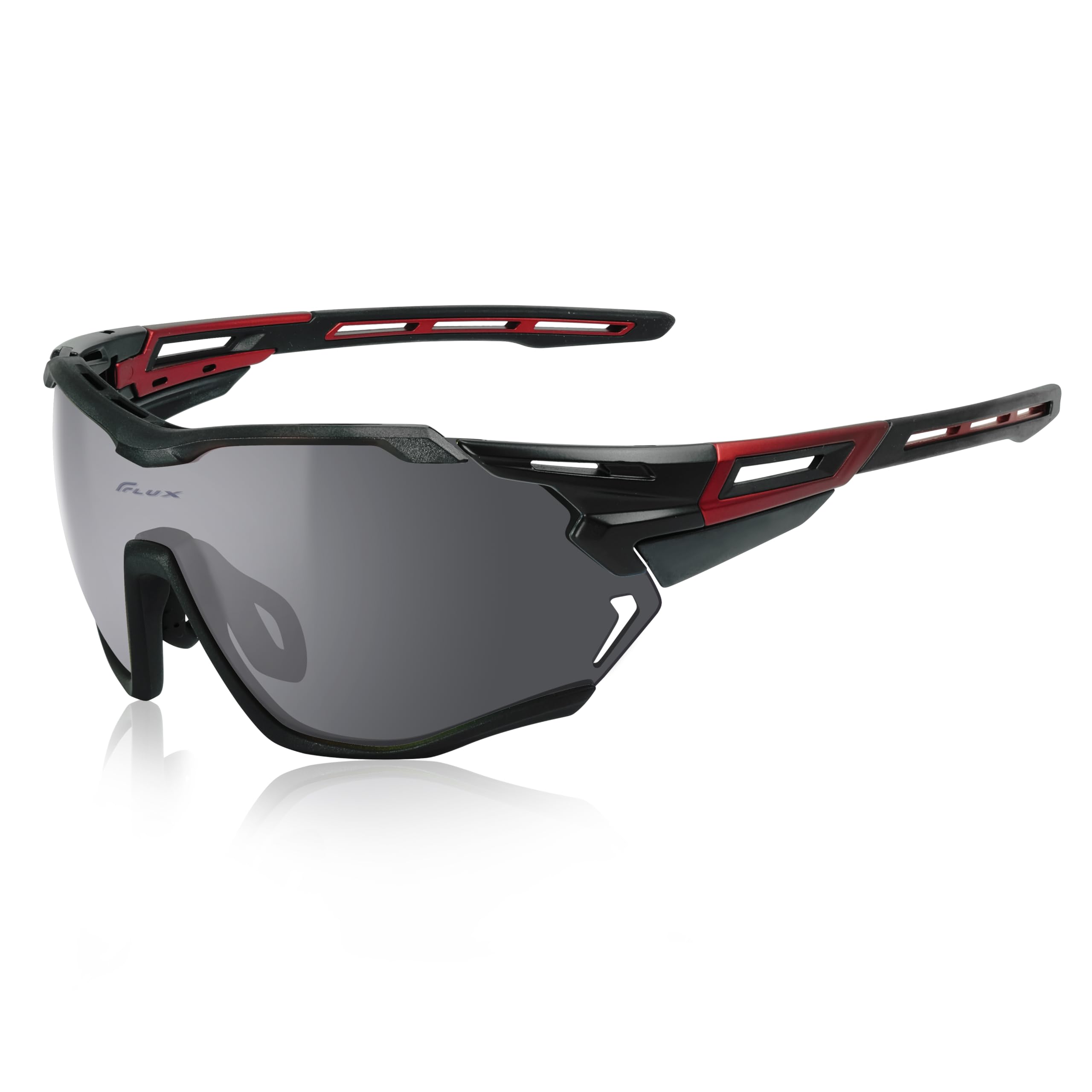 ICECUBE VENTURA High-Performance Sunglasses: Anti-Fog PC Lenses, Ventilated TR90 Frame, 100% UV Protection, Ideal for Sports and Cycling (BLK-R/Grey)