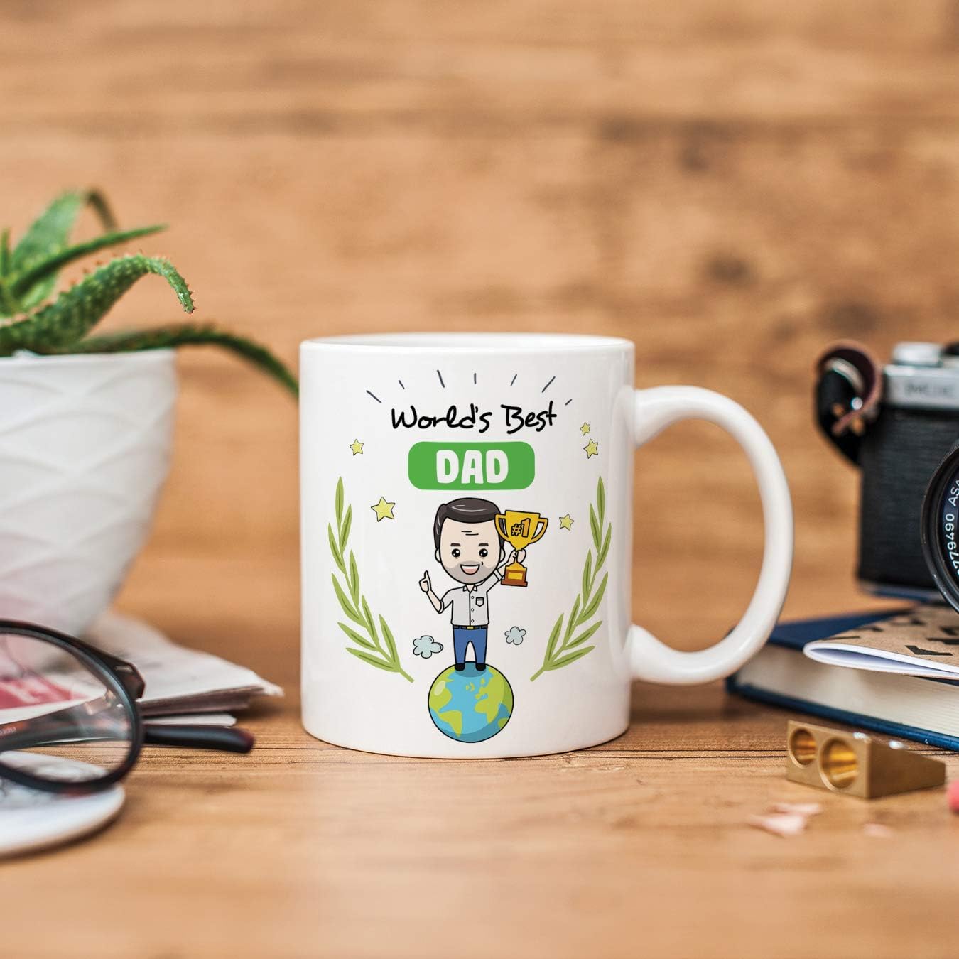 Mugffins Dad Mug - "World's Best Dad" - Coffee Daddy Mug for Breakfast/Fathers Day Gift/Birthday Present for Dad/Ceramic 11 oz - Image 4