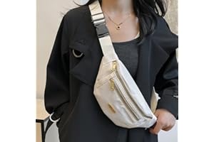Trendy Waist Bag with Zipper Closure & Adjustable Strap, Hands-Free Fanny Pack, Compact Messenger Bag for Men & Women, White