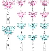 12 Pcs X-Ray Badge Reels Radiology Badge Reel Holder Xray Tech Week Gifts Bulk Pink Blue X-Ray Marker Retractable Holder with Clip,Ideal Xray Tech Gifts for Doctors Nurses Radiologist Assistant