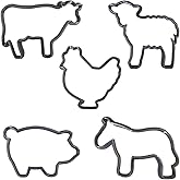 Moose Goods Farm Animal Cookie Cutters - Set of 5 Cookie Cutters outline - Includes Chicken, Pig, Cow, Horse & Sheep Cookie Cutter