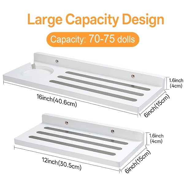 GIEANOO FOR TONIE SHELF, TONIES FIGURES HOLDER FOR WALL DISPLAY 60-75 CHARACTERS SET OF 2 WHITE PINE TONIEBOX PLAYER, CHILDREN’S ROOM DECORATIONS AND GIFTS(16IN+12IN)