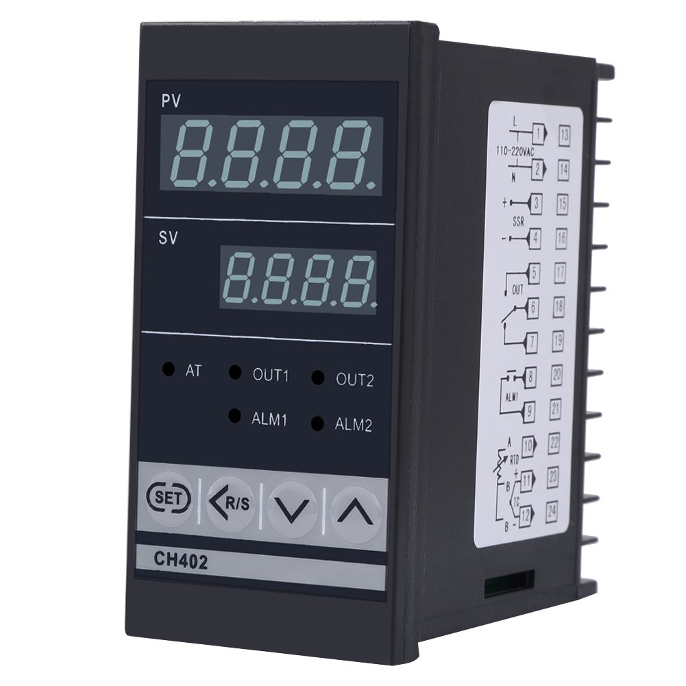 CH402 Temperature Controller, Thermostat AC85-264V Calibration Centigrade High Precision Smart PID Cooling Relay TC/RTD Input
