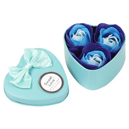 Squarex Joli Cœur Parfumé De Bain Corps Pétale Fleur Rose Savon Cadeau De Décoration De Mariage Meilleur Bleu 3pcs