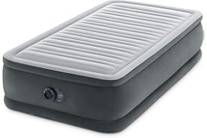 INTEX Dura-Beam Deluxe Comfort-Plush Luxury Air Mattress: Fiber-Tech Construction – Built-in Electric Pump – Dual-Layer Comfo