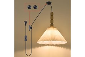 KOLAKODLUX Swag Lamp Pendant Light Plug in Hanging Plug in Living Room Hanging Lamp Sofa Corner Lamps White Pendant with Cord Corded Light with Plug Swag Ceiling Hanging Ma623