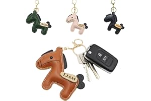 TIRXUIND Personalized Horse Leather Bag Charm Keychain, Custom Name Text Purse Charm for Women Handbags, Luxury Leather Key R