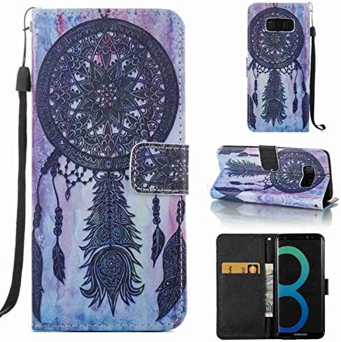 Galaxy S8 Case, Firefish [3D Printing] PU Leather [Shock Proof] Case Flip Folio Holsters [Kickstand] [Card/Cash Slots] Wallet Cover With Wrist Strap for Samsung Galaxy S8 - Black bell