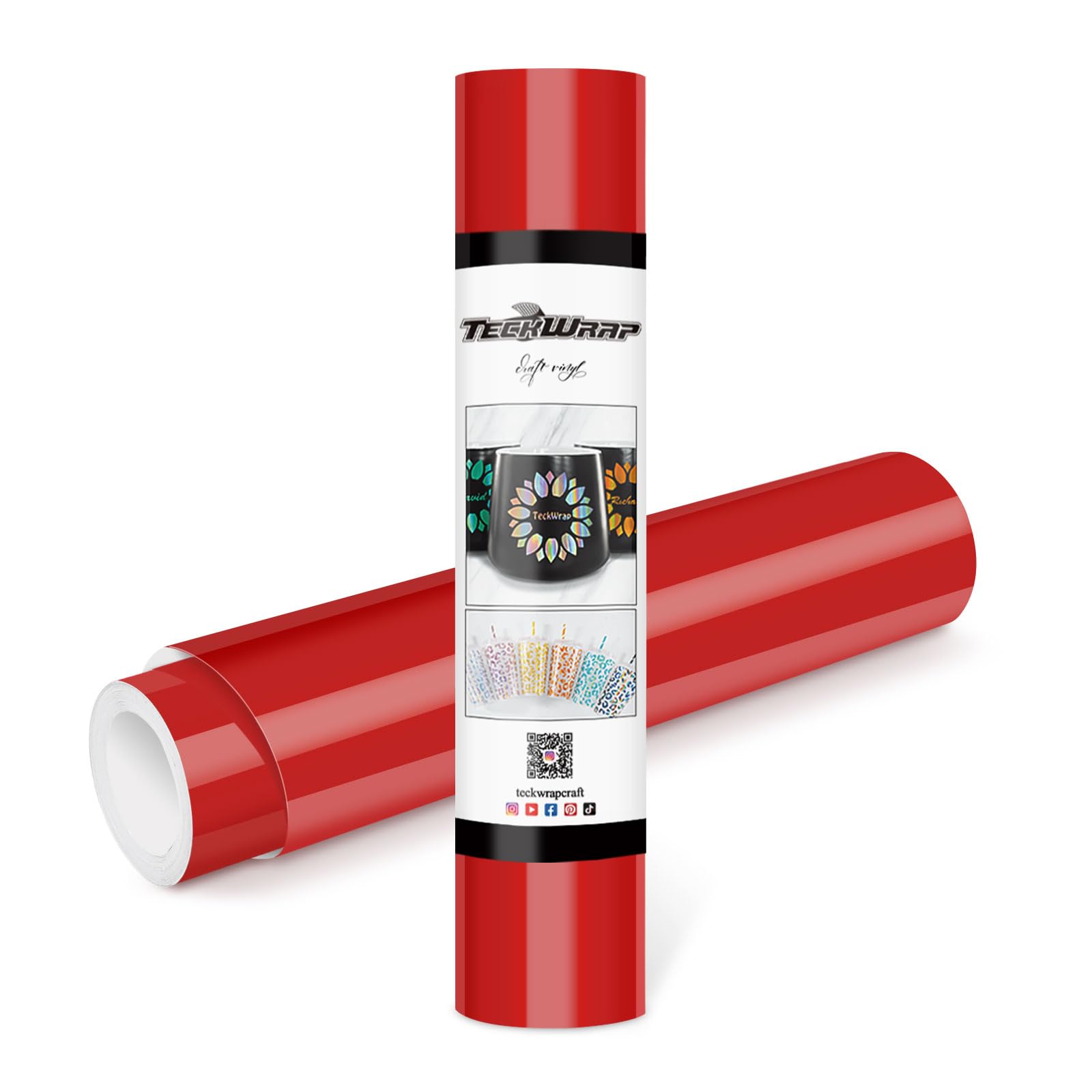 TECKWRAP Permanent Adhesive Vinyl 12" x 10ft, Glossy Red