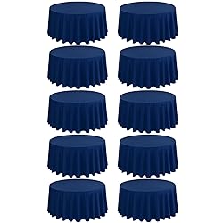 REWOMC 10 Pack Round Tablecloths - 120 Inch, Navy
