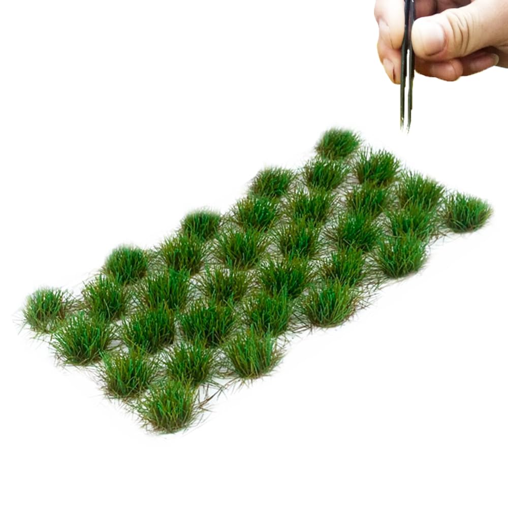 RHQFDM 32 Pcs Static Grass Tufts,Static Grass Clusters Model,Model Making Grass,Miniature Deco Model Making,for DIY Railway Train Landscape Artificial Grass Miniature Grass Deco（Summer Grass）