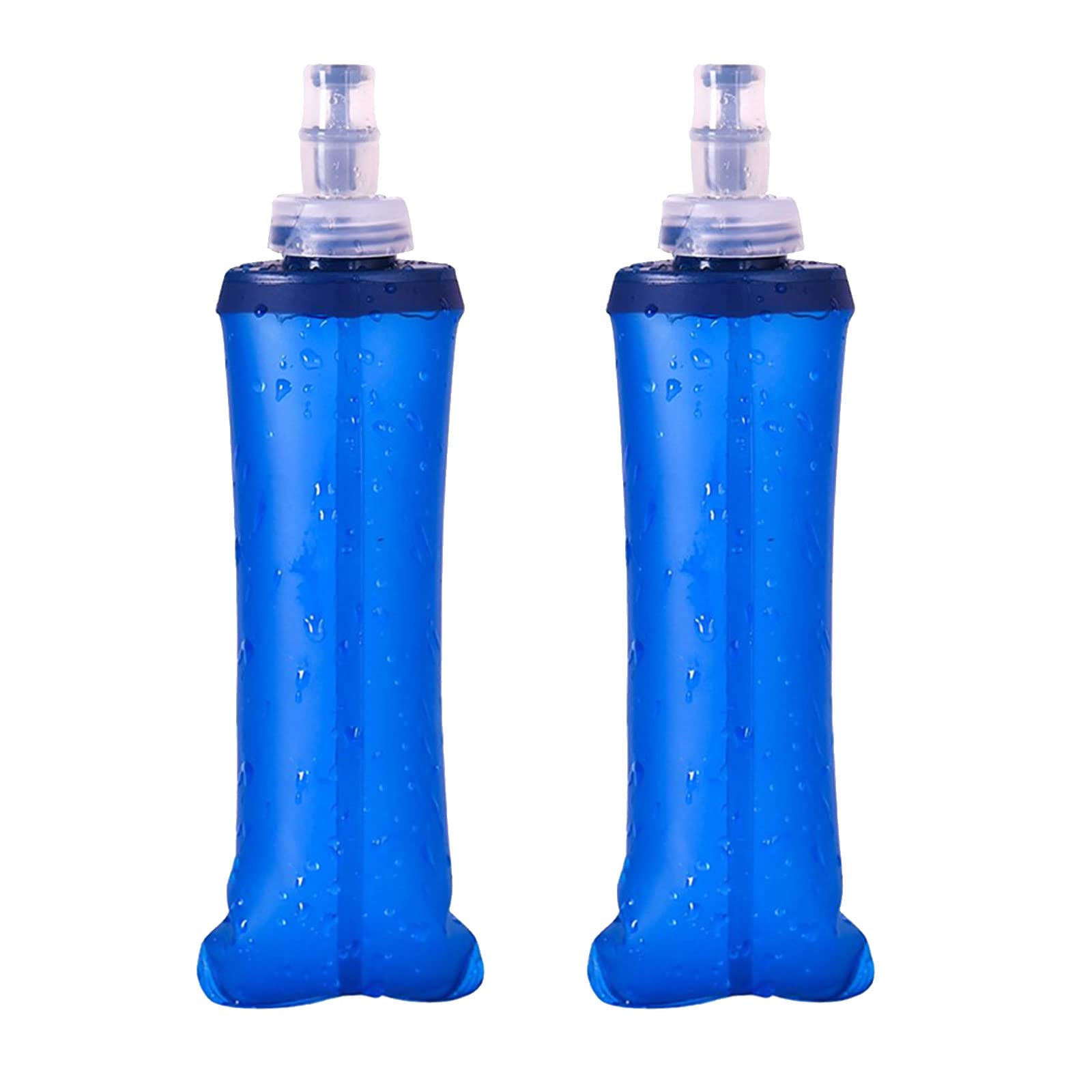 VIKSAUN 2 Pcs Soft Flask 250ml, TPU Foldable Running Water Bottles, Outdoor Sport Hydration Bottle, Soft Collapsible Water Bottle for Hydration Pack Cycling Marathon Running Hiking Climbing