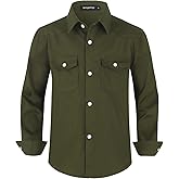 Spring&Gege Boys' Long Sleeve Western Cowboys Pearl Snap Button Down Shirts (5-14 Years)
