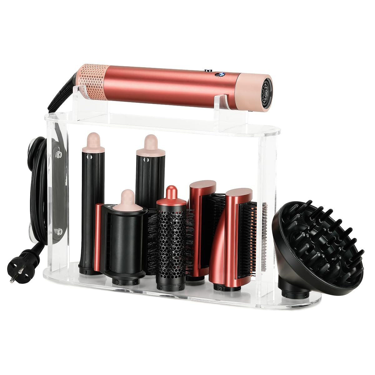 Photo 1 of Storage Holder Compatible with Dyson Airwrap Styler Accessories, Upgraded Acrylic 7 Holes Countertop Organizer Stand, Desktop Organizer for Attachments for Bathroom