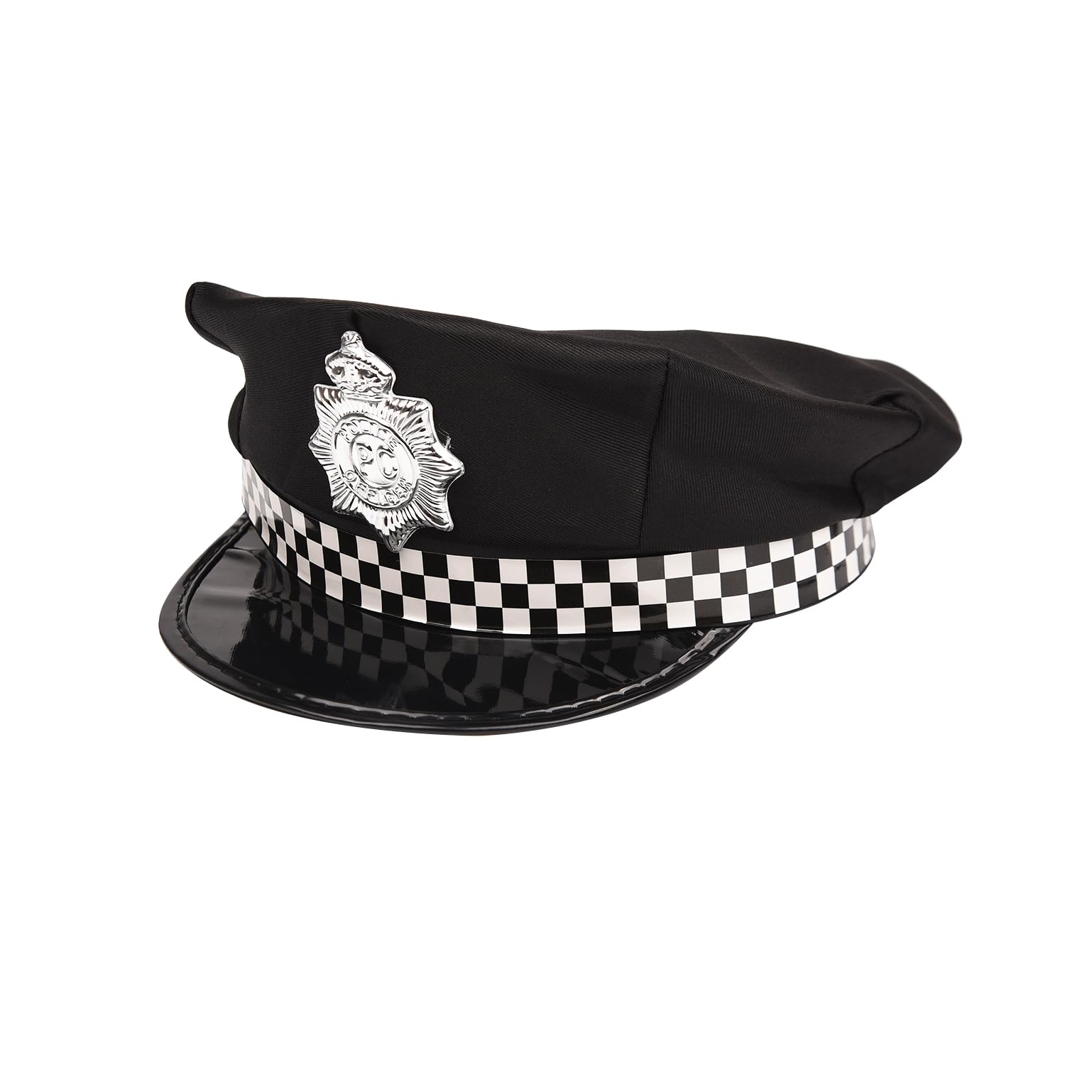 XNHIU Police Hat Unisex Police Office Cap Fashion Flat-Top Cap with Checked Band Party Costume Accessories Head Decoration for Halloween Christmas Cosplay