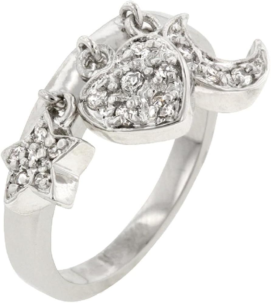 Solid Triple Charm Ring Amazon.co.uk Jewellery