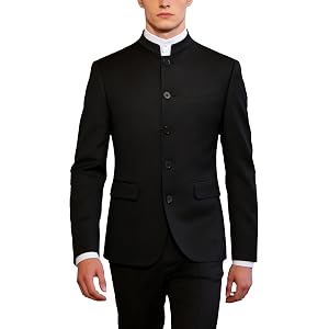 UNINUKOO Chinese Tunic Suit Men's Suits 2 Piece Slim Fit Mandarin Collar Suit Set Formal Wedding Party Dress Jacket Pant