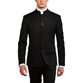 UNINUKOO Chinese Tunic Suit Men's Suits 2 Piece Mandarin Collar Suit Set | Traditional Chinese Suits for Men Slim Fit Stand Collar Formal Wedding Party Dress Jacket and Pant Tuxedo, Adjustable Waist
