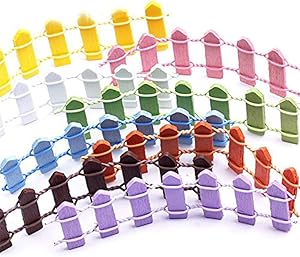senlinlv 10PCS Miniature Ornament Landscape Lattice Wooden Fence Mini Signs for Fairy Dollhouse Garden Plant Figurine Decor Color Random