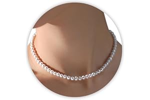 Trinckle Pearl Necklaces for Women, Gold Pearl Choker Single Pendant Necklace Layered Daisy Prom Wedding Strands for Bride Br