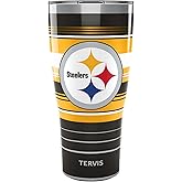 Tervis Traveler NFL Pittsburgh Steelers - Hype Stripes Triple Insulated Tumbler Travel Cup Keeps Drinks Cold & Hot, 30oz, Stainless Steel