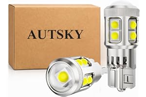 AUTSKY 194 LED Bulb White for License Plate Dome Map Light, T10 168 2825 W5W LED Bulbs 6500K Super Bright, Canbus Error Free 