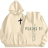 MOUSYA Aesthetic Christian Sweatshirt Woman Trendy Bible Verse Hoodie Psalms 91 Shirt Faith Long Sleeve Pullover Tops