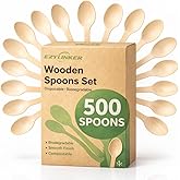 500 Wooden Spoons, Disposable Wooden Cutlery Set - Alternative to Plastic, Eco Friendly, Biodegradable, Compostable Cutlery Set - 500 Wooden Spoons Disposable Utensils Set