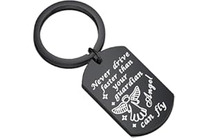 WUSUANED Never Drive Faster Than Your Guardian Angel Can Fly Keychain New Driver Gift Sweet 16 Gift Clasps for jewelry