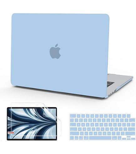 B BELK Hülle Für MacBook Air 13,6 Zoll (2022-2025) – Hartschale Mit Wellenmuster, Inkl. Tastaturabdeckung & Displayschutzfolie (grün)