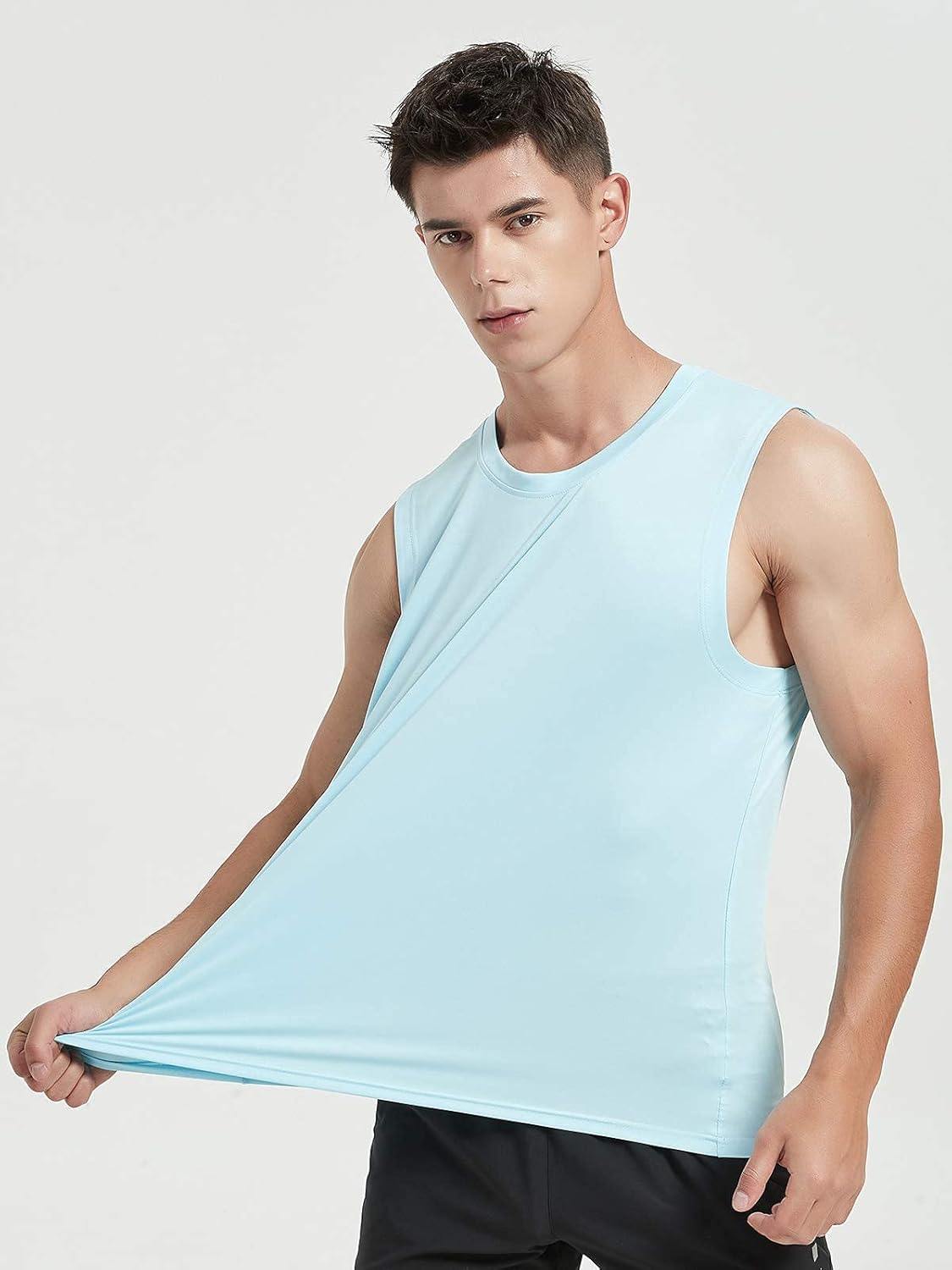 MIER Men's Lightweight UPF 50+ Sleeveless Sun Shirts Quick Dry Hiking Running Tank Tops UV Protection Workout Muscle Tees: Clothing