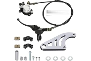 XIKOBY Upgraded Mini Bike Hydraulic Brake Kit and Rear Chrome Brake Caliper Mounting Bracket Adapter Compatible with Coleman CT100U Minibike with Master Cylinder Pad Hardware Parts