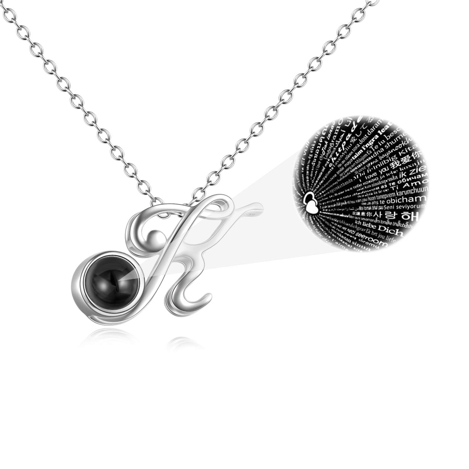 WINNICACA 100 Languages I Love You Necklace Initial Letter K Sterling Silver Pendant For Women Gifts — image 1