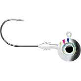 VMC Tungsten Moon Eye Jig, Balanced Head Design for Bass, Walleye and Freshwater Fishing, Size 3/8 oz., 2 Pack, Glow Black Wonderbre