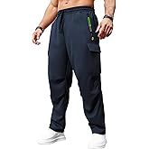 XYXYING Men's Cargo Pants with Drawstring Elastic Waistband & Large Pockets, Casual Pants for Hiking Jogging