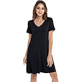 NACHILA Nightgowns for Women-Viscose Made from Bamboo, Soft Sleepshirts Short Sleeve Nightshirts Loose Sleepwear