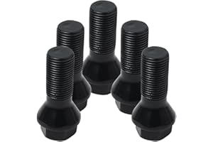5PCS Black 14x1.25 Wheel Lug Bolt 28mm Shank for 2007-2021 BMW for 2004-2021 Mini All Rims Replacement Number # 36136781151