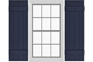 Pontiac Trail Board & Batten Vinyl Shutters (1 Pair) | 14.5"x51" (4-Board) - Navy Night Sky | Exterior Window Shutters | Includes Mounting Hardware | Simple Installation | Made in USA