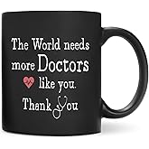 QASHWEY Doctor Mug, Doctor Gifts Coffee Mugs, DoctorAppreciation Gifts, Doctors Tea Cup Gift for Women Men, The World Needs More Doctors Like You DoctorCoffee Cups Ceramic 11oz (Black)