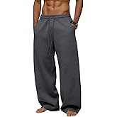 Tooprvix Men's Baggy Sweatpants Heavyweight Fleece Wide Leg Drawstring Sweat Pants,Casual Lounge Joggers with Pockets Slacks