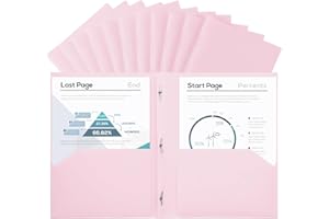 SUIN Plastic Project-Folders with 2 Pockets & 3 Prong, Bulk Pack Project File-Folder for US Letter Size Papers, Ideal for School & Office, Assorted Pastel Colors (Pastel Pink - 12 Packs)