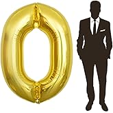 65 Inch Giant gold Foil Number Balloon,Old Children's Birthday Party Helium Balloon Wedding And Celebration Themed Party Decoration Supplies (0 Plus)
