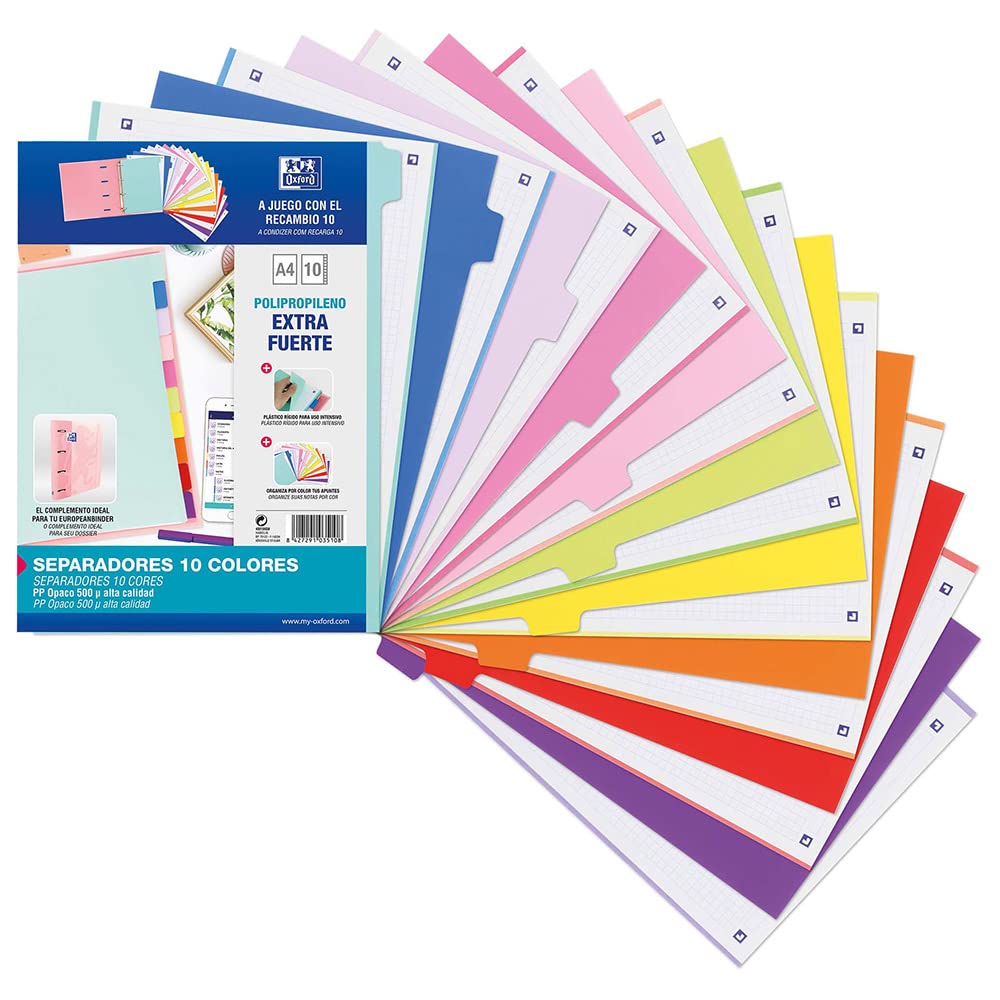 Separators A4 10 Position PP Color Assorted